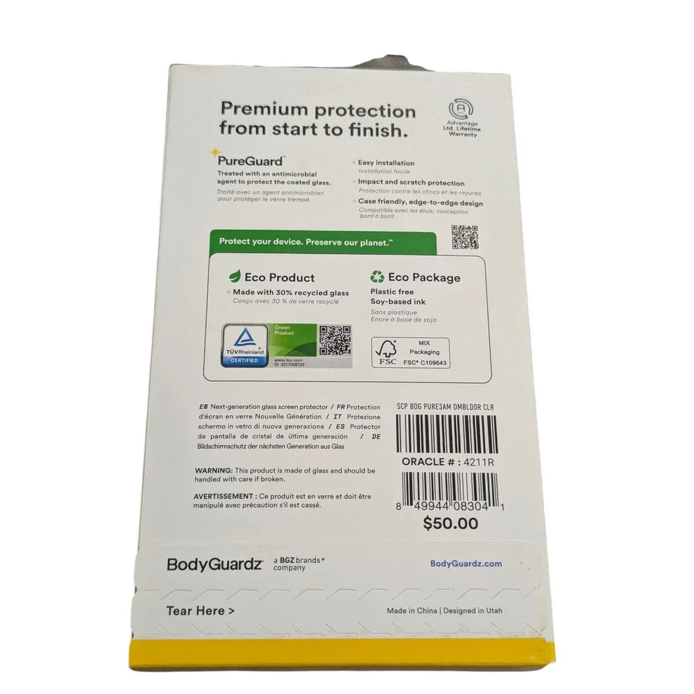 U1-N BodyGuardz Pure 3 Tempered Glass‎ Screen Protector for iPhone 14 Pro Max